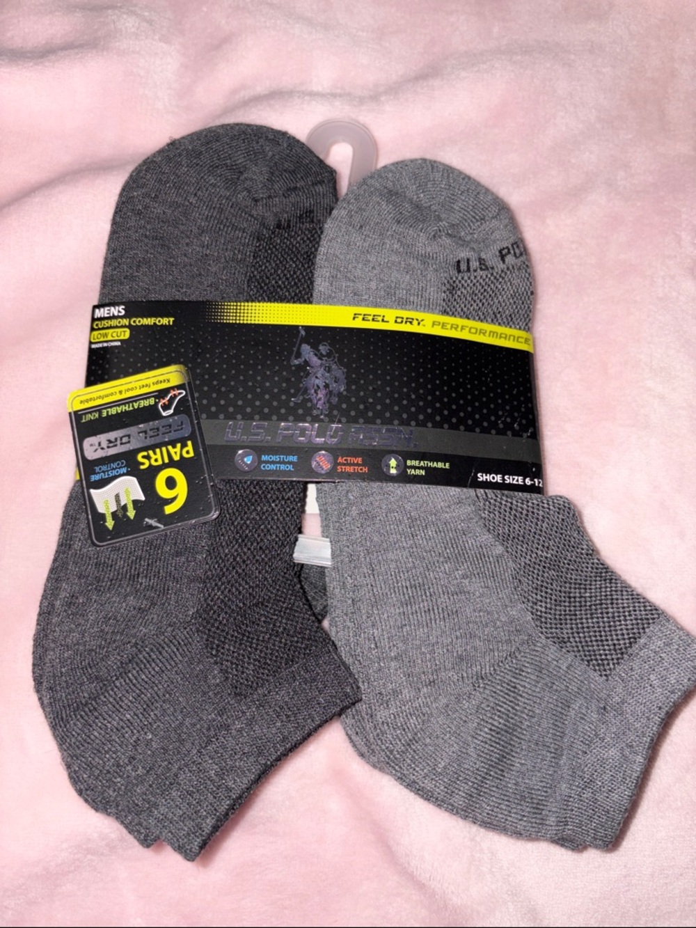 U.S. Polo Assn. Men's Low-Cut Athletic Socks - Dark Gray & Light Gray